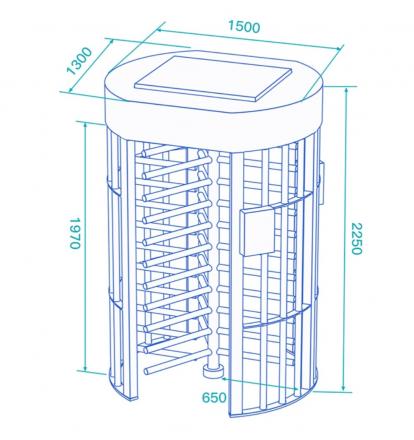 Celotelový prístupový turniket DS401RS - rozmery